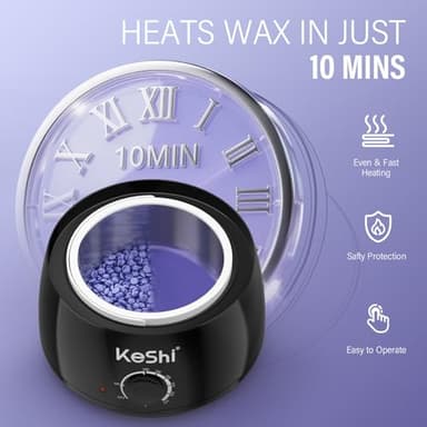 KeShi Waxing Kit, Painless Hair Removal Wax Warmer with 6 Bags Hard WaxBeans for Full Body, Legs, Face, Eyebrows & Bikini— Ideal for Both Women & Men - Image 4