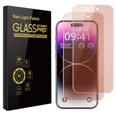 WASOCA 2 Pack Screen Protector for iphone 15 Pro Max [6.7 inch], New Red Light 9H Tempered Glass Screen Protector Upgraded Protection, Anti-Blue Light, Anti-Reflection, Patented Eye Protection. - Image 1