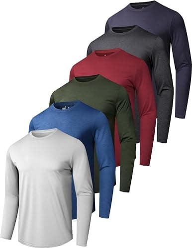 6 Pack Men's Quick Dry Long Sleeve Shirts UPF 50+ UV Sun Protection SPF Moisture Wicking T-Shirt for Casual Workout A2XL - Image 1