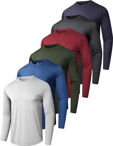 6 Pack Men's Quick Dry Long Sleeve Shirts UPF 50+ UV Sun Protection SPF Moisture Wicking T-Shirt for Casual Workout A2XL - Image 1