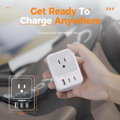 Multi Plug Wall Outlet Splitter, TESSAN Surge Protector 4 Outlet Extender with 3 USB Charger Blocks(2 USB C), 3-Sided Multiple Plug Expander for Home Office Dorm Room School Essentials - Image 6