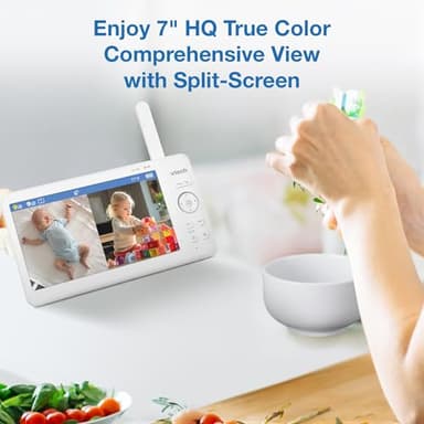 VTech Advanced HQ Max Twin 7" Digital Video 2-Cameras Baby Monitor with Pan Tilt Zoom, Long Battery Life 5000mAh, IPS Screen, Adaptive Multi-Color Night Light, 2-Way Talk, HQ Display, No WiFi, White - Image 3