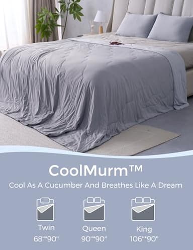 Momcozy Life CoolMurm Cooling Comforter for Hot Sleepers, Twin/Twin XL 68" x90” Soft Breathable Pregnancy Cooling Blanket, 3-Second Cooling, 8 Hours+ Stay Cool All Night, Deep Light Grey - Image 6