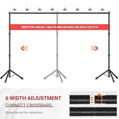 JSungo Backdrop Stand, Adjustable 10x7.5 FT Background Stand Backdrop for Parties, Photo Video Studio, Portable Photography Backdrop Stand with Carrying Bag, 6 Backdrop Clamps, and 2 Stand Bags - Image 2