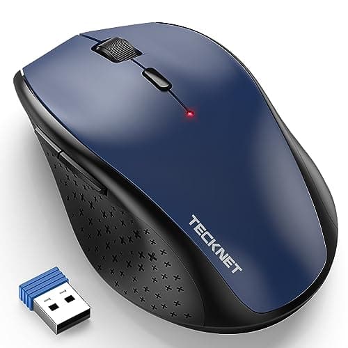 TECKNET Wireless Mouse, 2.4G USB Computer Mouse with 6-Level Adjustable 4800 DPI, 30 Months Battery, Ergonomic Grips, 6 Buttons Portable for PC, Chromebook, Mac - Blue - Image 1