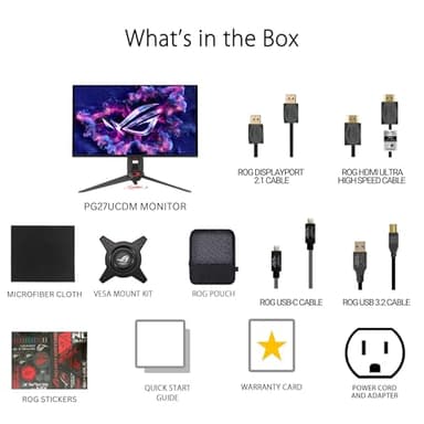 ASUS ROG Swift 27” 4K QD-OLED Gaming Monitor (PG27UCDM) - 240Hz, 0.03ms, Custom Heatsink, Neo Proximity Sensor, G-SYNC Compatible, 99% DCI-P3, True 10-bit color, DisplayPort 2.1a UHBR20, 3 yr warranty - Image 6