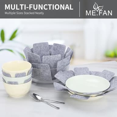 ME.FAN Pot and Pan Protectors, 6 Set (7.9" 11.8" 15"), Felt Cookware, Kitchenware Separators Protector for Stacking to Avoid Scratching Pure Grey - Image 2