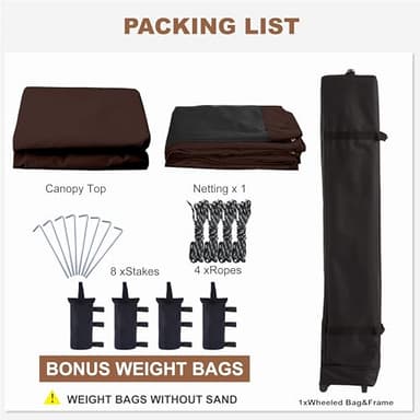 MASTERCANOPY Pop-Up Quick Outdoor Canopy with Netting Screen Walls (10x10, Coffee) - Image 5