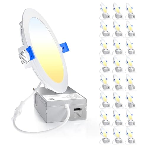 Ensenior 24 Pack 6 Inch LED Recessed Ceiling Light, Dimmable, 2700K-6000K 6CCT, 1050LM 12W 120V, High Brightness Canless Wafer Downlight - ETL&FCC&IC - Image 1