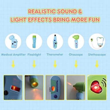 Meland Toy Doctor Kit for Kids - Pretend Play Doctor Set with Dog Toy, Carrying Bag, Stethoscope Toy & Dress Up Costume - Doctor Play Gift for Kids Toddlers Ages 3 4 5 6 Year Old for Role Play - Image 4