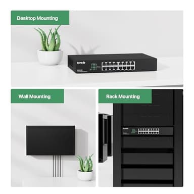 Tenda TEG1016D, Unmanaged 16 Port Gigabit Switch, Rackmount Ethernet Switch, Plug & Play, Fanless & Metal Design Network Switch, Limited Lifetime Protection - Image 6