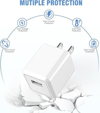 iPhone Charger,2Pack 6FT USB Wall Charger Fast Charging USB Cable Charging Cube Travel Plug Block with 6Foot Fast Cuble Lightning Cable Cord for iPhone 14 13 12 11 Pro Max XS XR X 8 7 SE2022 iPad - Image 5