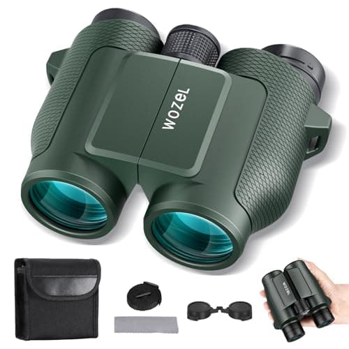 15x32 Compact Binoculars for Adults and Kids - WOZEL High Powered Small Binoculars for Bird Watching, Hunting, Travel, Hiking, Concert, Sports and Outdoors - Easy Focus with Large Objectives - Green - Image 1