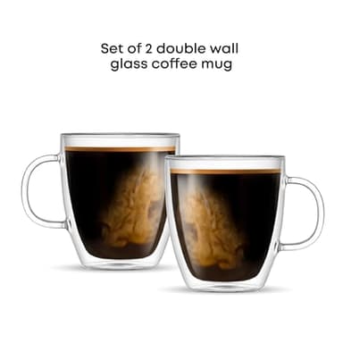 JoyJolt Savor Double Wall Insulated Glasses - Coffee Mugs (Set of 2) - 13.5-Ounces - Image 9