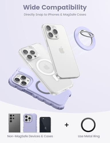 Magnetic Phone Ring Holder for Mag Safe - Lamicall Magnetic Finger Phone Ring Stand Holder, Magnet Ring Grip, Compatible with iPhone 14 Plus 13 12, Pro, Pro Max, Mini, Mag Safe Accessories, Violet - Image 6