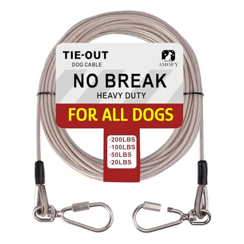 Dog Tie Out Cable for Dogs, 10ft Heavy Duty Dog Tether for Yard, Camping, Outside, Suitable for Small Medium Large Dogs, Silver, 10ft - Image 1