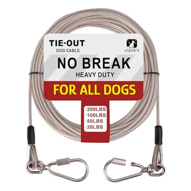 Dog Tie Out Cable for Dogs, 10ft Heavy Duty Dog Tether for Yard, Camping, Outside, Suitable for Small Medium Large Dogs, Silver, 10ft - Image 1