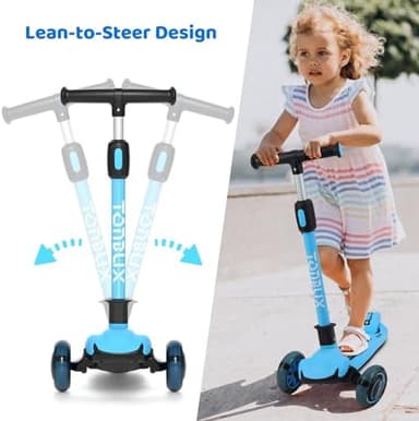 TONBUX Kids Scooter, Light Up 3 Wheel Kick Scooters for Kids 3-12, Folding Scooters with Adjustable Height - Toddler Scooter Lean-to-Steer & Widen Anti-Slip Deck - Image 7