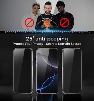 MAGIC JOHN 3rd Gen Upgraded for iPhone 16 Pro Privacy Screen Protector 6.3 Inch, 25°Anti-Spy Screen, Shockproof Tempered Glass, Auto Dust-Removal, Bubble Free, Easy Installation, 2 Pack - Image 3