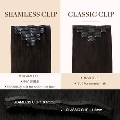 GOO GOO Clip in Hair Extensions Real Human Hair, Remy Human Hair Extensions Clip ins for Women, Natural Human Hair, 20inch 110g 7Pcs, 2 Dark Brown - Image 4