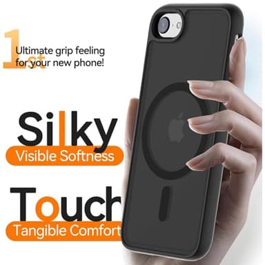 Hualele Magnetic for iPhone SE Case 2022/3rd/2020/2nd gen,iPhone 8/7 Case,Compatible with MagSafe, Military Grade Dropproof Translucent Matte Hard Back Soft Edge Slim Protective Phone Case,Black - Image 5