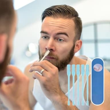 Nasal Hair Cutter, New Nose Hair Trimmer for Men Women, 360° Rotating Portable Manual Nose Hair Remover, Double Sided Noses Hairs Knife Travel Essentials (Beige, 3Pcs) - Image 6