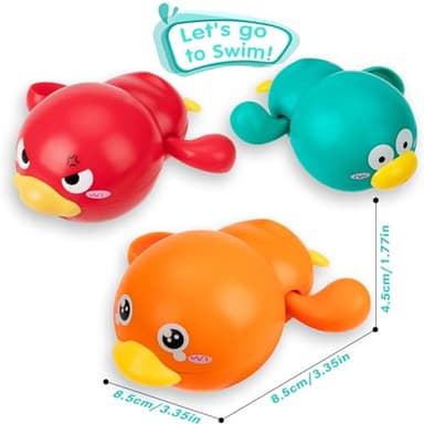 Bath Toys, Swimming Duck Baby Bath Toys for Toddler 1-3, Water Pool Floating Wind Up Toys for 1 Year Old Boy Girl Gifts, Infant Toddlers Kids Bathtub Toys, 3 Pack - Image 7