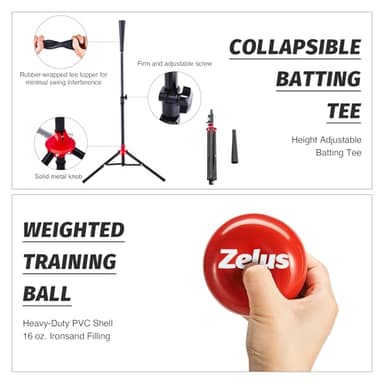 77 Portable Baseball Net with Tee Kit, Softball Net, Carry Bag & Weighted Baseball - Image 4