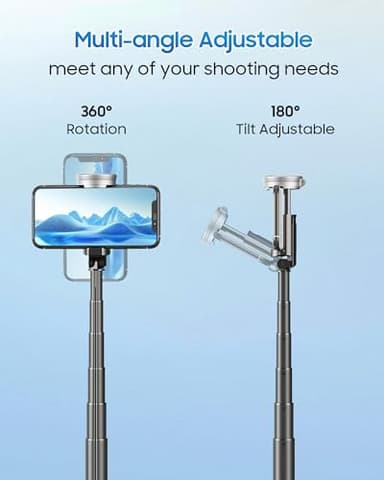 ACKIMA 67" Selfie Stick Phone Tripod, All-in-1 Cell Phone Tripod with Wireless Remote, Extendable Compact Tripods Portable Travel Stand for iPhone Android Selfie/Video Recording/Live Stream/Vlog - Image 5