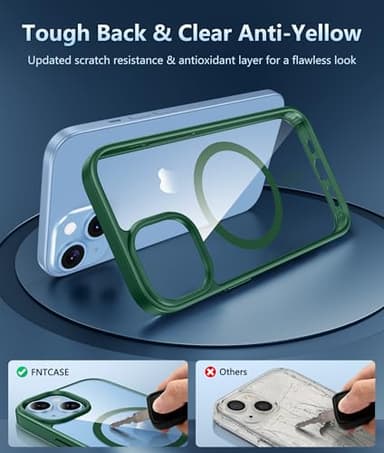 FNTCASE for iPhone 15 Case: for iPhone 14 Case | Support Magnetic Charging Military Grade Drop Protection Anti Yellowing | Rugged Sturdy Shockproof Protective Cell Phone Cover - 6.1 inch (Green) - Image 5