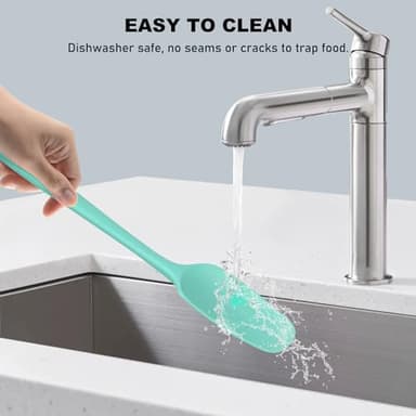 NileHome Silicone Spatula Set, 6 Pcs Food Grade Kitchen Utensils with Silicone Brush Heat Resistant Dishwasher Safe BPA-Free Rubber Spatula for Scraping, Baking, Cooking, Mixing, Turquoise - Image 4