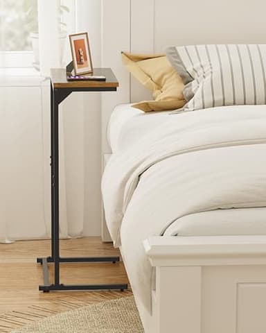 TUTOTAK C Shaped End Table, Tv Tray, Small Side Table, 28.7 inch Tall Couch Table, Tray Table, Sofa Table, Living Room, Bed Room, Brown TB01BB071 - Image 2