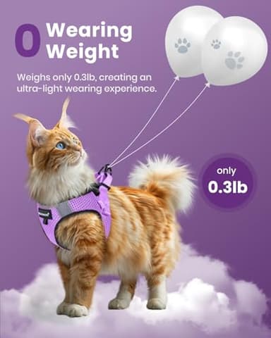 FAYOGOO Cat Harness, Cat Leash and Harness Set for Walking Escape Proof, Harness for Small Cats/Small Dogs, Large Kitten/Puppy Harness and Leash, Harness for Cats S-XXL(Modern Violet, Large) - Image 4