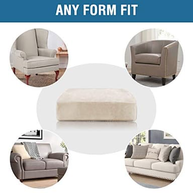 H.VERSAILTEX Velvet Stretch Couch Cushion Cover Plush Cushion Slipcover for Chair Loveseat Sofa Cushion Furniture Protector Seat Cushion Sofa Cover (3 Piece XL Sofa Cushion Covers, Ivory) - Image 7