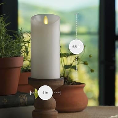 Luminara - Flameless LED Battery Operated Flickering Pillar Candles - White - Pack of 1-3x6.5 - Realistic Moving Flame Real Wax Indoor/Outdoor Decor - Image 6