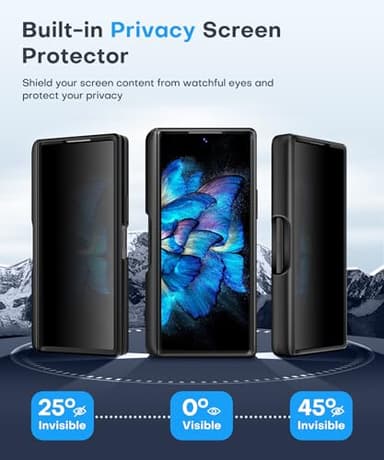BERFY for Z Fold 6 Case with Privacy Screen Protector, [Compatible with MagSafe] Built-in Kickstand & S Pen Slot & Hinge Protection, Full Body Shockproof Phone Case for Samsung Galaxy Z Fold 6, Black - Image 2