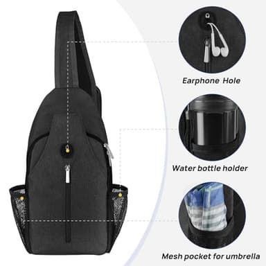BROADREAM Crossbody Sling Backpack Waterproof Sling Bag for Women Men Anti Theft Crossbody Bags with RFID Blocking Hiking Backpack - Image 6