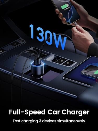 UGREEN 130W USB C Car Charger, PD 100W +PD 30W Type C Car Charger Adapter Compatible with iPhone 17/17 Air/17 Pro/17 Pro Max/16/15/14/13/12 Series, Galaxy S24 S23 Ultra, iPad, MacBook, and More - Image 3