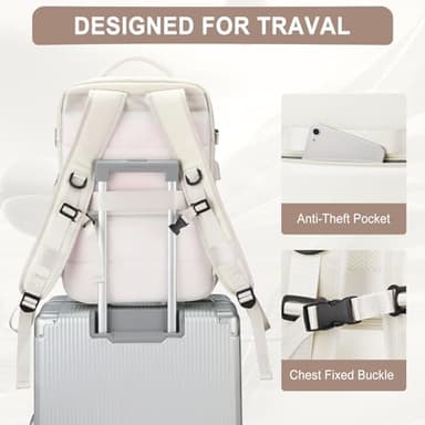 Large Travel Backpack for Women Men, Waterproof Carry on Backpack for Flight Approved, Mochila de Viaje Personal Item Luggage Backpacks with Shoce Compartment, Bulto de Viaje Tiktok Backpacks - Image 6