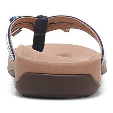 Vionic Women's Rest Bella X Flip Flop that Relieves Foot Pain- Comfortable Ladies Sandals with Orthotic Insole Arch Support, Dark Blue 8 Wide - Image 8