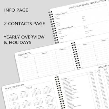 2026 Planner - Planner 2026 Weekly and Monthly, Jan. 2026 - Dec. 2026, 8" x 10", with Tabs, Thick Paper, Spiral Binding, Classic Black - Image 5