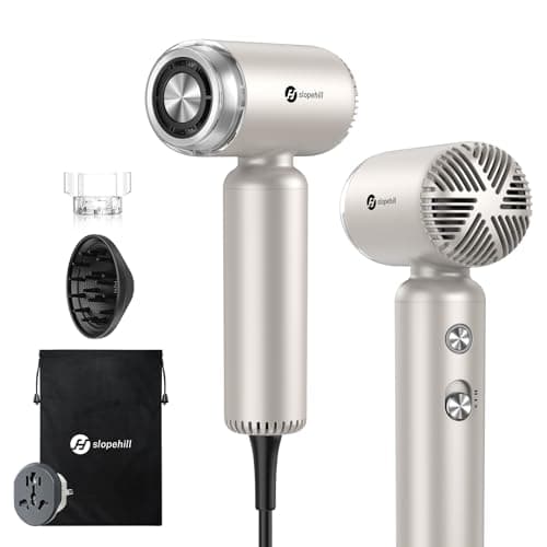 slopehill Travel Dual Voltage Hair Dryer with Diffuser, Ionic Blow Dryer for Women, High-Speed Fast Drying, Compact Lightweight Hair Blow Dryer,Portable Hairdryer European 110-120V/220-240V - Image 1