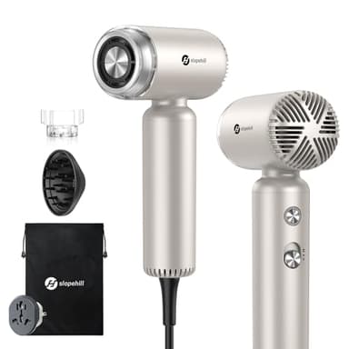 slopehill Travel Dual Voltage Hair Dryer with Diffuser, Ionic Blow Dryer for Women, High-Speed Fast Drying, Compact Lightweight Hair Blow Dryer,Portable Hairdryer European 110-120V/220-240V - Image 1