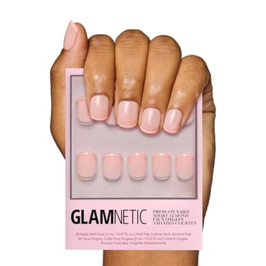 Glamnetic Press On Nails - French Peach | Super Short Round Fake Nails with Pastel Peach French Tips and Glossy Finish, Salon Quality | 15 Sizes - 30 Nail Kit with Glue - Image 1