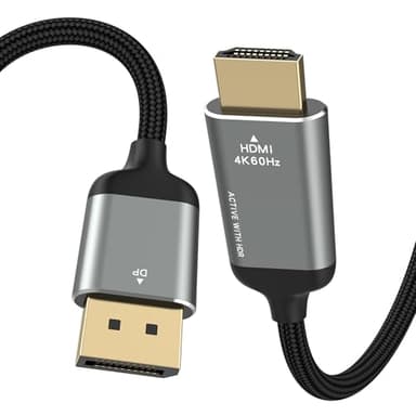 LEKVKM DisplayPort to HDMI Cable 6ft, DP to HDMI 4K@60Hz 1080P, Braided/Alum Shell/Optimal Chip Solution,Thunderbolt 2 to HDMI Cable for MacBook Air/Pro,Dock,Monitor,Projector and More - Image 1