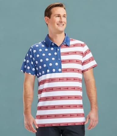 Tipsy Elves Men's Golf Polo Shirt - Athletic Fit Performance 4-Way Stretch Moisture Wicking, Red White Blue U-S-Ace, Medium - Golf Shirts for Men - Image 7