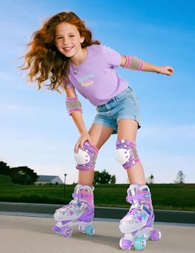 SULIFEEL Roller Skates for Girls Kids with Light Up Wheels, Adjustable 4 Sizes for Little Kids Toddler Beginner Rollerskates - Image 6