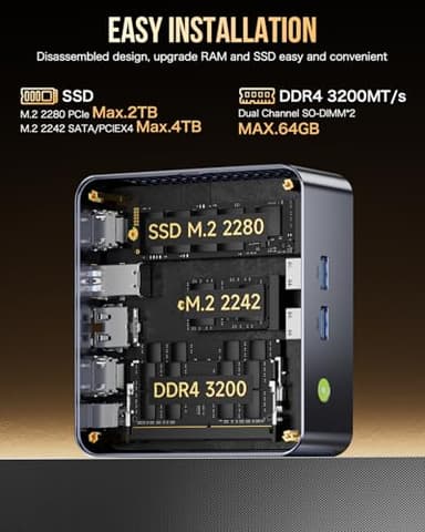 GMKtec M3 Plus Mini PC with Intel Core i9 12900HK(14C/20T 5.0 GHz), 32GB DDR4 RAM+1TB NVMe SSD, Mini Desktop Computer Triple 4K Display, WiFi 6, BT5.2, USB-C - Image 4