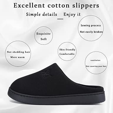Memory Foam Slippers for Women's and Men's Casual House Shoes (AllBlack,Women11-12/Men9-10) - Image 4