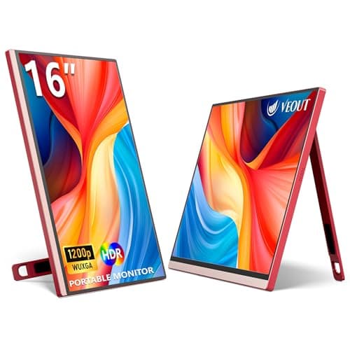 Veout 16Inch Pink Portable Monitor for Laptop, 1920x1200P IPS 16:10 Computer External Screen, 100% sRGB Stand Support Freesync, for Girl Phone, PC Home Use - Image 1